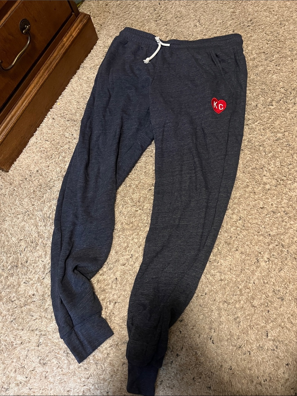 Men's Charcoal Jogger Sweatpants with Red Heart Accent